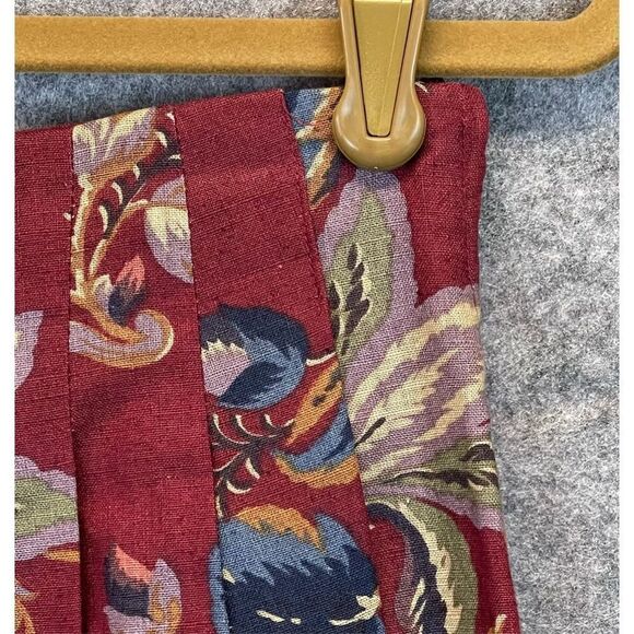 Vintage 90s BREECHES Skirt Sz12 Red Floral Print Linen Blend Mini Pleated Front - Picture 5 of 12